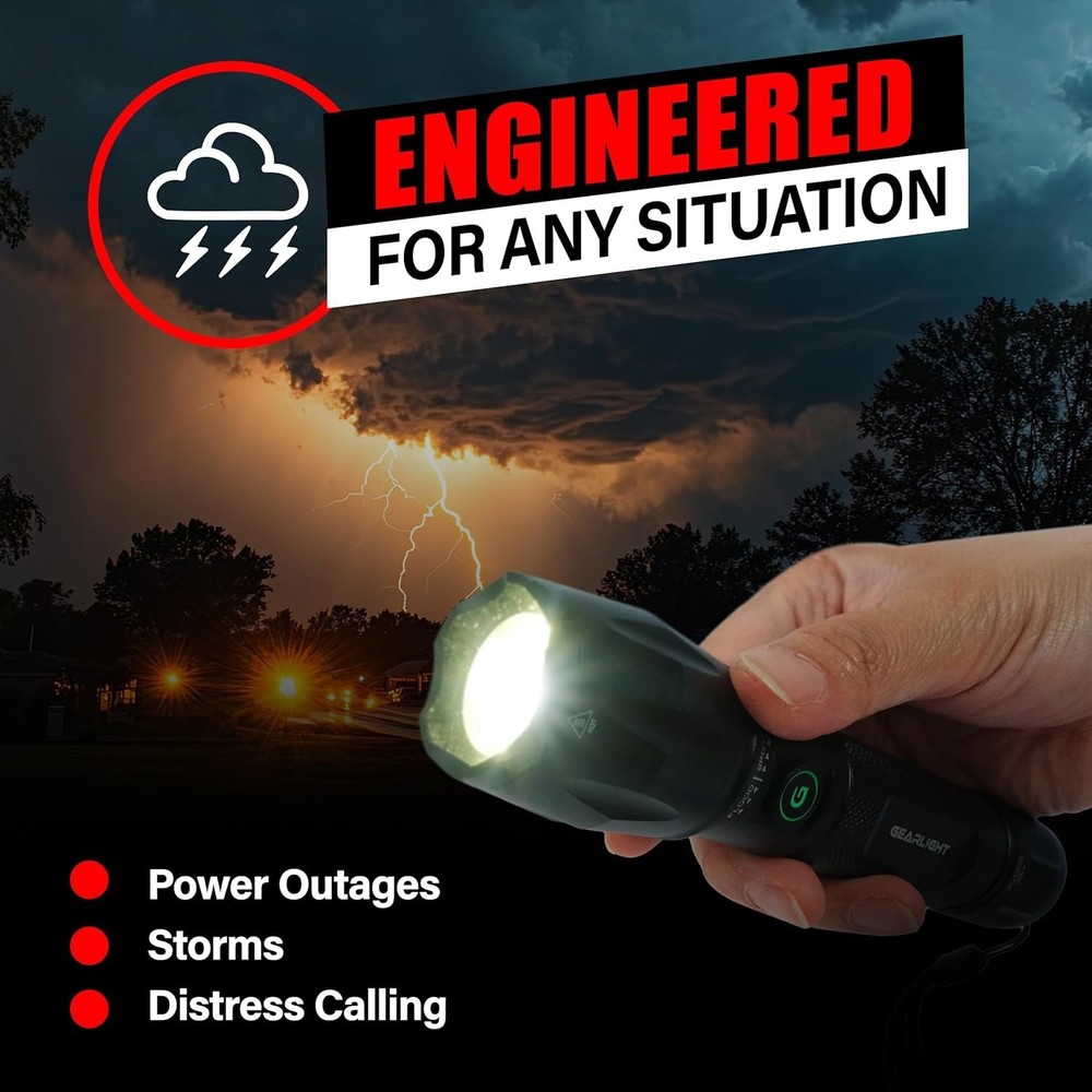 Compact S1000 Tactical Flashlight - High Lumens & USB-C Charging - 2 Pack