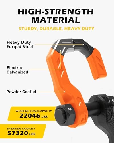 Separate D-Ring Shackles, 2Pack 3/4" Separate D-Ring Shackles Black & Orange