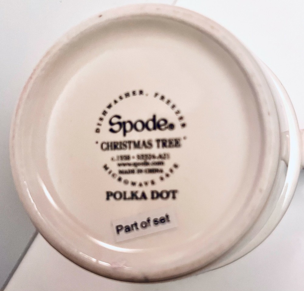 SPODE Mugs, "Christmas Tree", Polka Dot Ceramic, 4, Replace, Add or COLLECT!