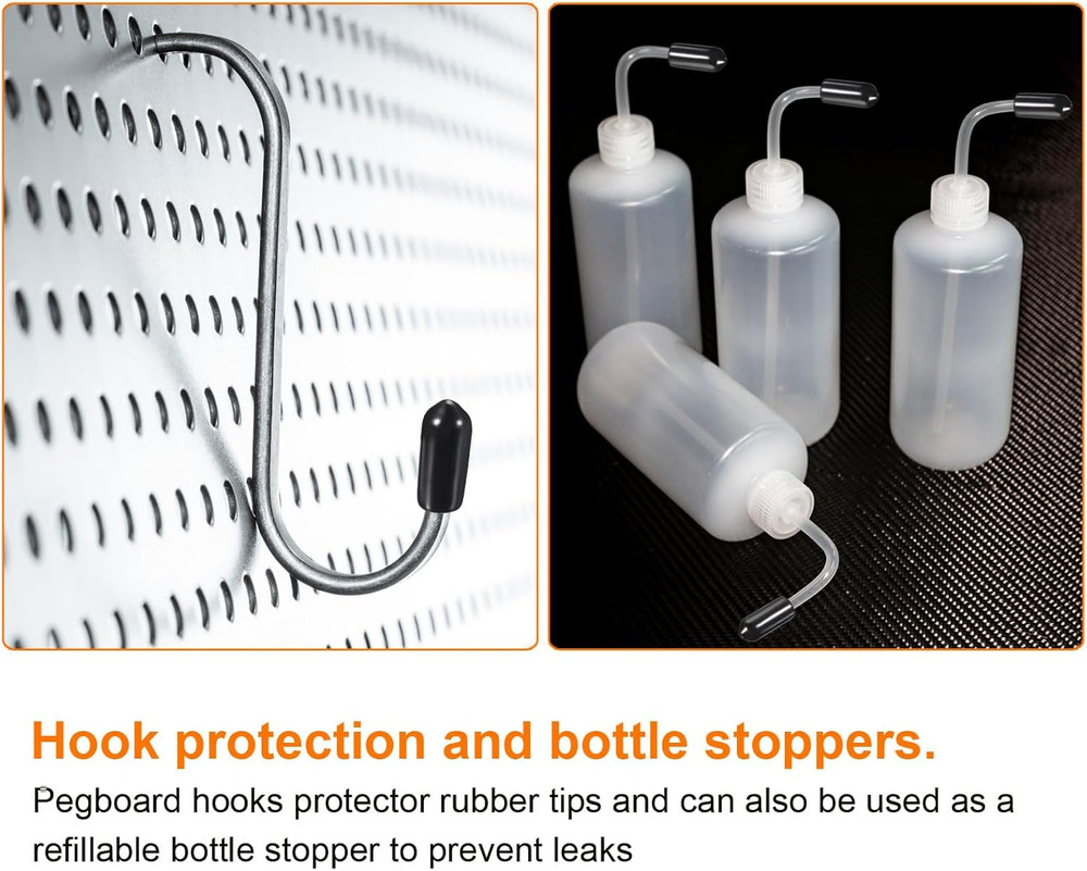 100Pcs Pegboard Hooks Protector Rubber End Caps, Peg Board Hook Flexible Prongs