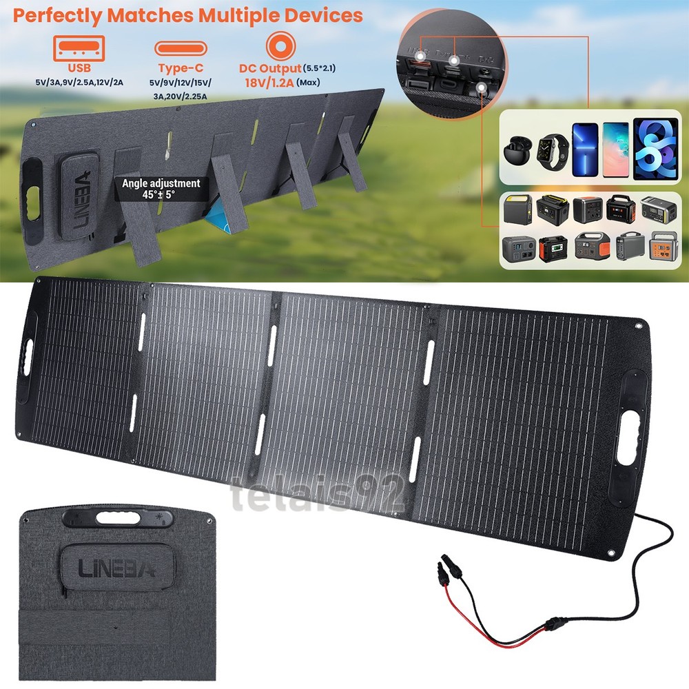 100W 200W Solar Panel Foldable 12V Mono ETFE Solar Panel for RV Caravan Boat