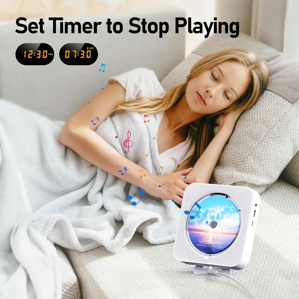 Stylish Portable CD Player with Remote Control & Bluetooth Speakers – 6.5 inches