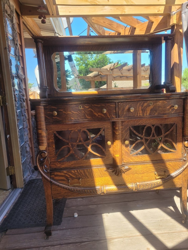 antique sideboard buffet cabinet with mirror