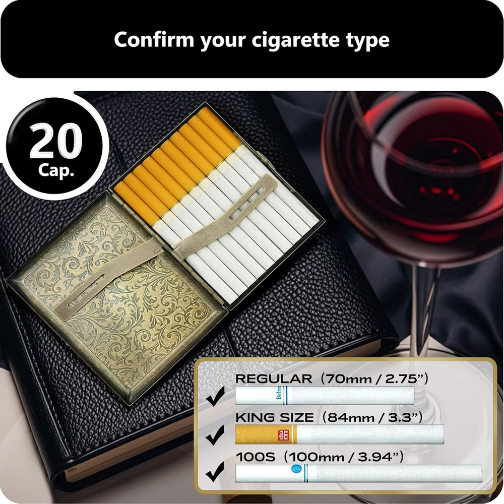 Roygra Cigarette Case, Spring Switch 20 Capacity Cigarette Holder Case for Men W