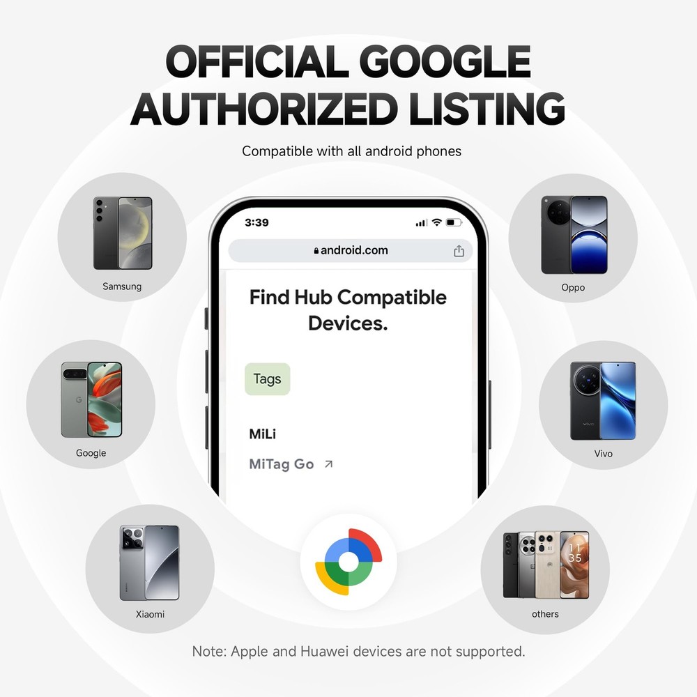 MiTag Bluetooth Tracker for Android, Works with Google Find Hub BLK, 1PC