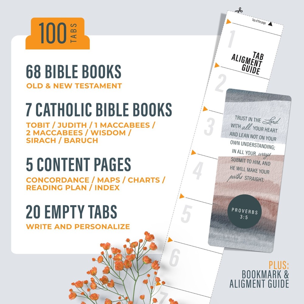 OFFILICIOUS 100 Golf-Foiled, Soft-Touch, Laminated Bible Tabs for Bible Study