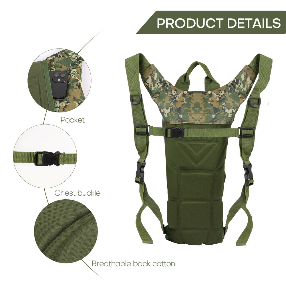 3L Water Bladder Hydration Backpack Hiking Camping Bag Tactical Molle Daypack