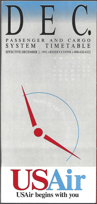 USAir system timetable 12/2/92 [308US] Buy 4+ save 25%