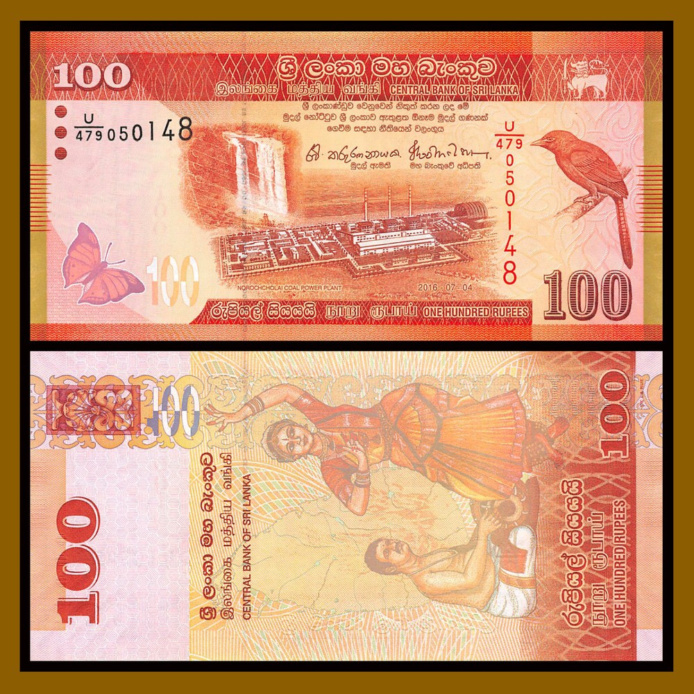 Sri Lanka 100 Rupees, 2016 P-125 Bird Butterfly Unc
