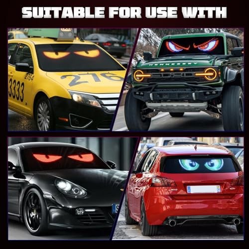 2PCS Synchronized Devil Eyes Light for Cars, 14.6”X3.6” Flex LED Display