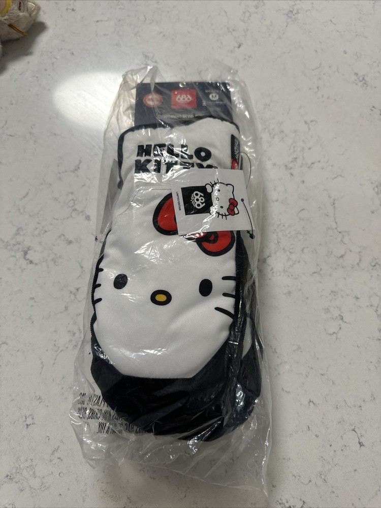 686 x Hello Kitty Revel White Snowboard Mittens Size M