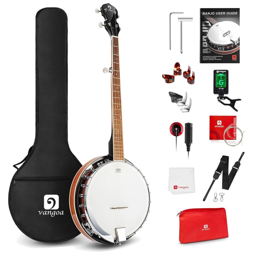 Beginner-Friendly  5-String Banjo Set with Adjustable Features & Bag