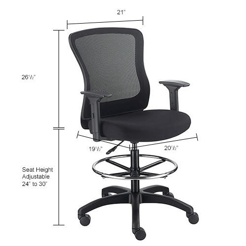 Mesh Back Task Stool Black Adjustable Arms High Back