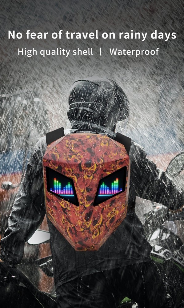 New Cool Tech LED Motorcycle Iron Man Backpack with Illuminated Eye Display