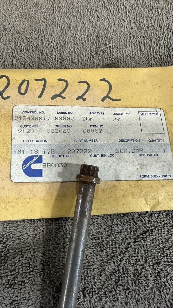 Cummins 207222 Cap Screw Twelve Point