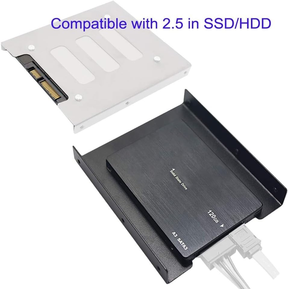 Durable Black Metal 2-Pack SSD Adapter Brackets for 3.5 Internal Drive Bays