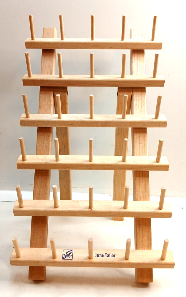 June Tailor 30 Count Wood Spool Embroidery Thread Rack Storage Holder Folding
