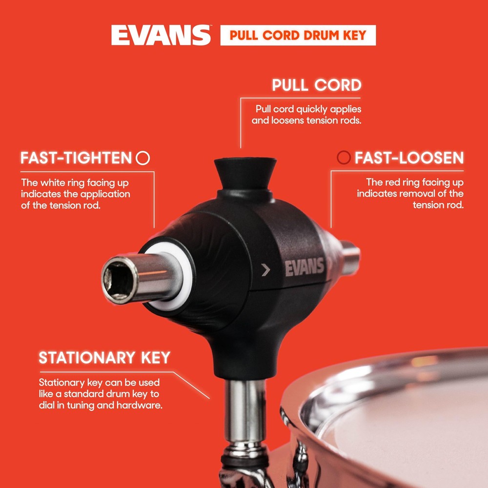 Evans Pull Cord Drum Key Fully Mechanical Three Head Drum Key Keys for Tuning Dr
