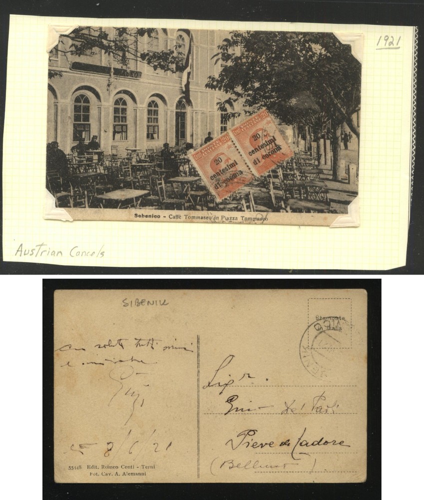 Austria /  Italy  stamps  on post  card           MS1012