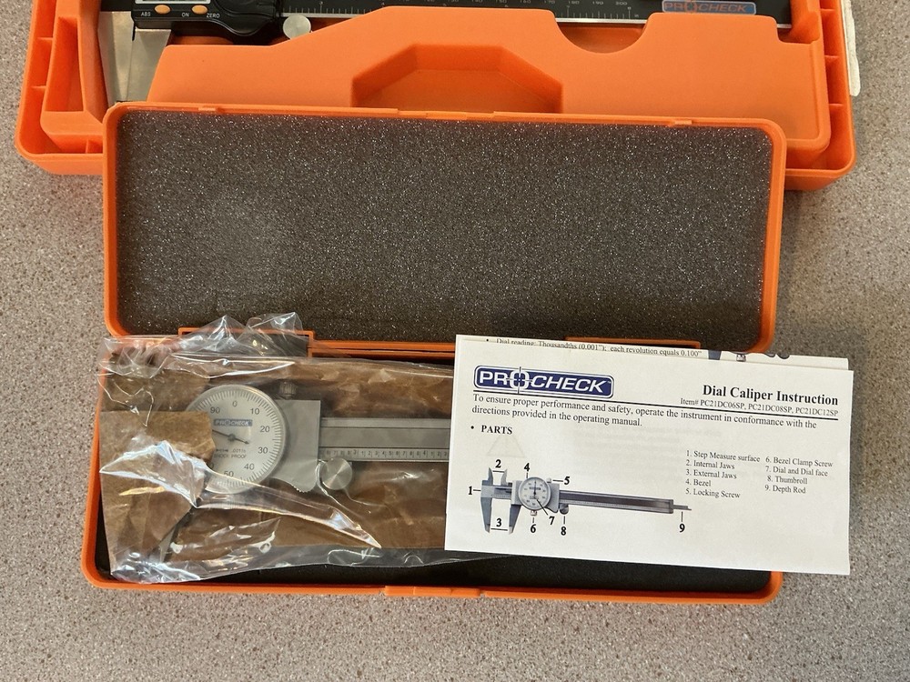 PROCHECK 6” DIAL CALIPER & 8” DIGITAL CALIPER TOOLMAKER MACHINIST TOOLS