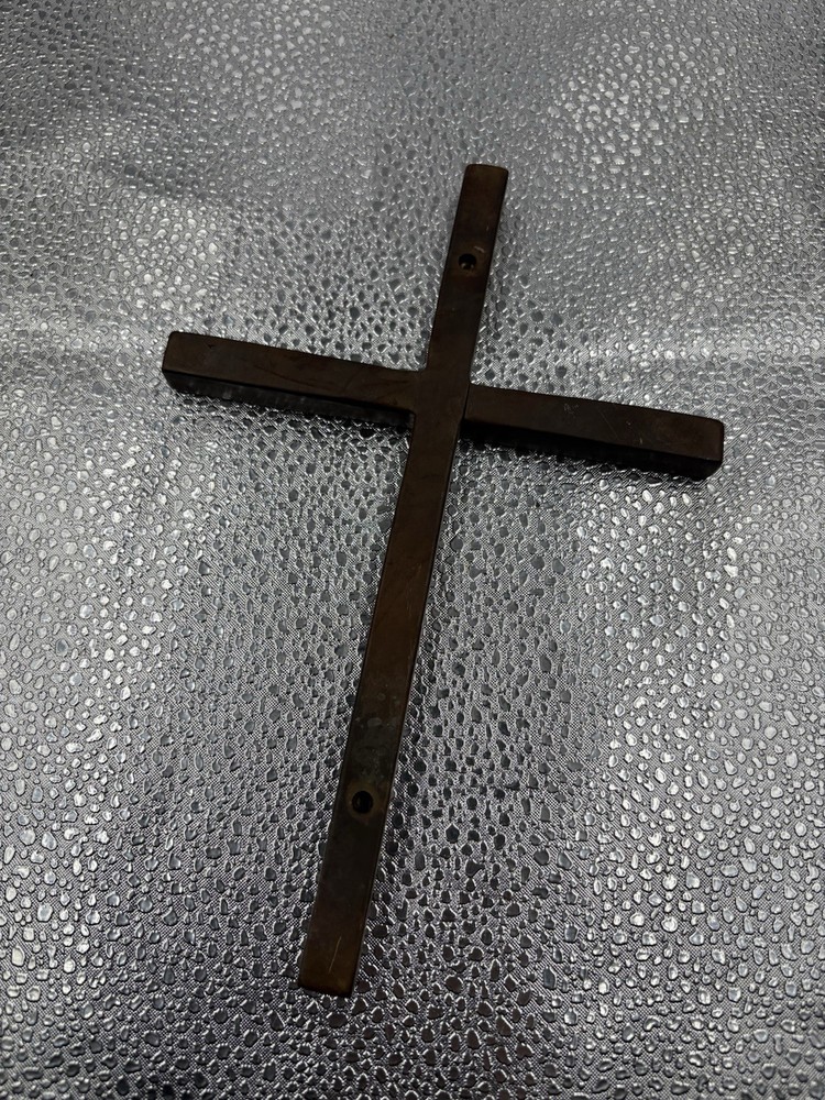 Vintage Solid Brass Cross Heavy Modernist Modern