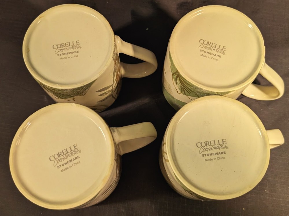 SET CORELLE TEXTURED LEAVES 18 pc Dinnerware set +extras