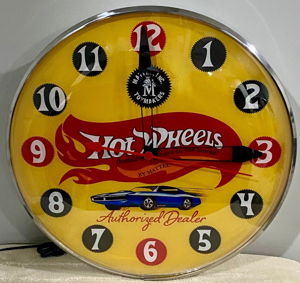 Hot Wheels Lighted Advertising Clock Free Shipping