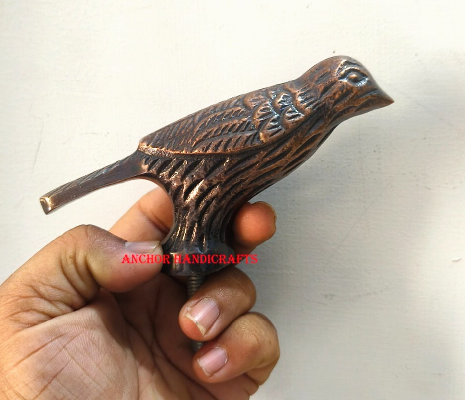 Collectable Handmade Solid Antique Brass Bird Designer walking stick Handle