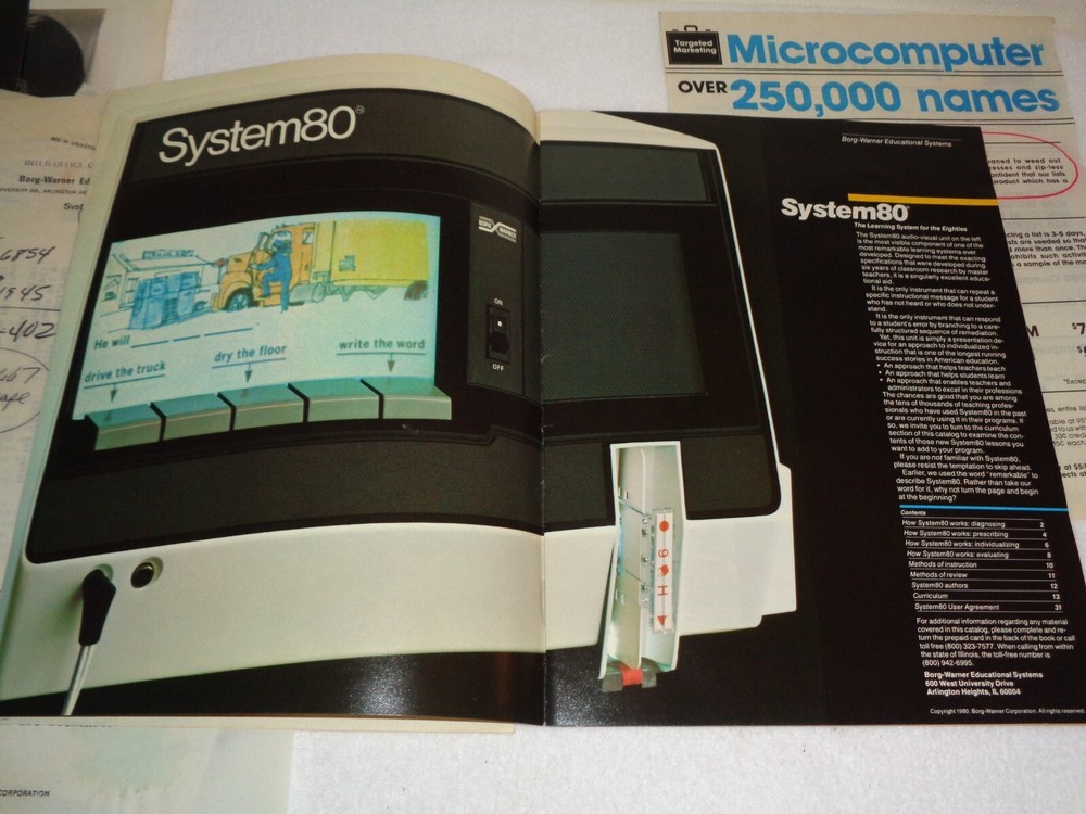 1980 Borg-Warner Educational Systems System80 Teaching Program Booklet & Papers