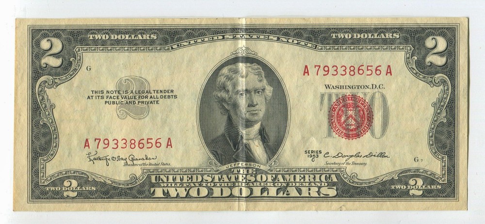 1953-C $5 US Note RED SEAL AU SM361