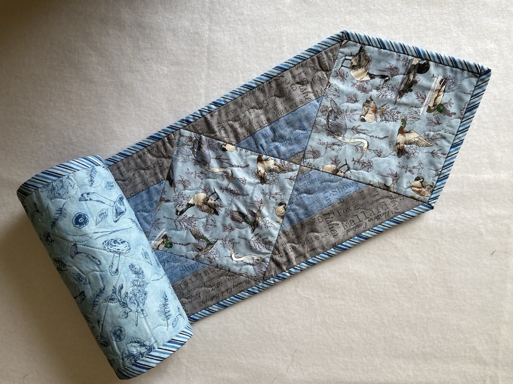 Handmade Quilted Table Runner ~ Ducks ~ Loons ~ Words
