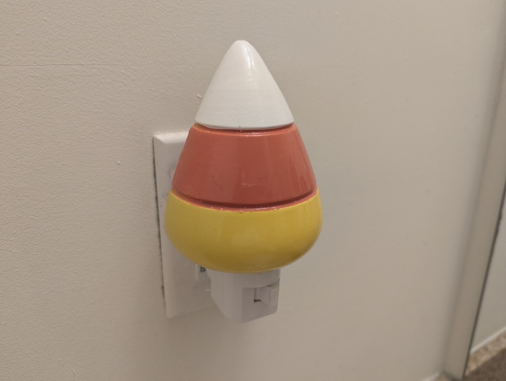 Halloween Candy Corn Nightlight Spooky Plug-In Decor Unique 3D Printed Plastic
