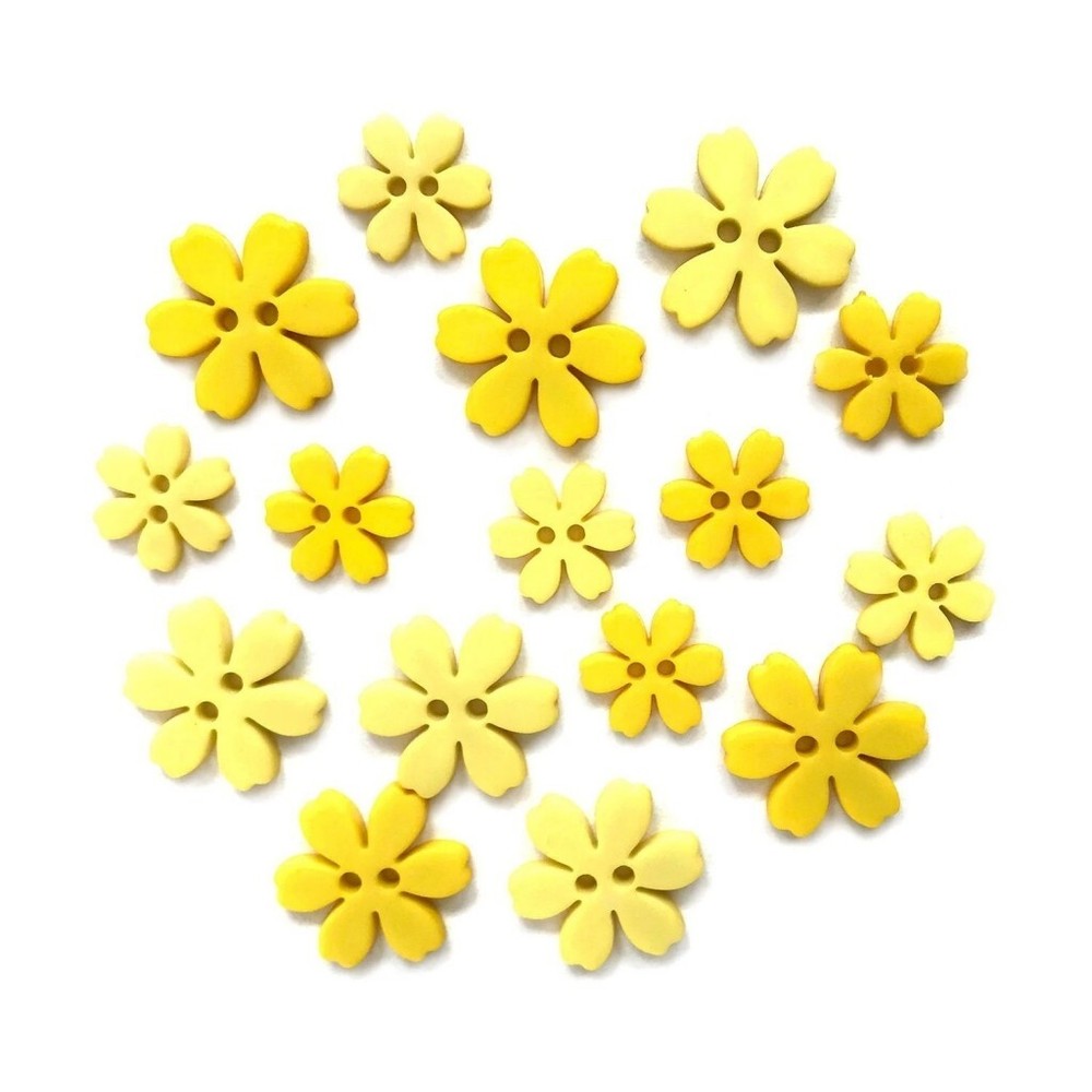 Buttercup FLP104 -Yellow Flowers - Buttons Galore - Craft Sewing Scrap