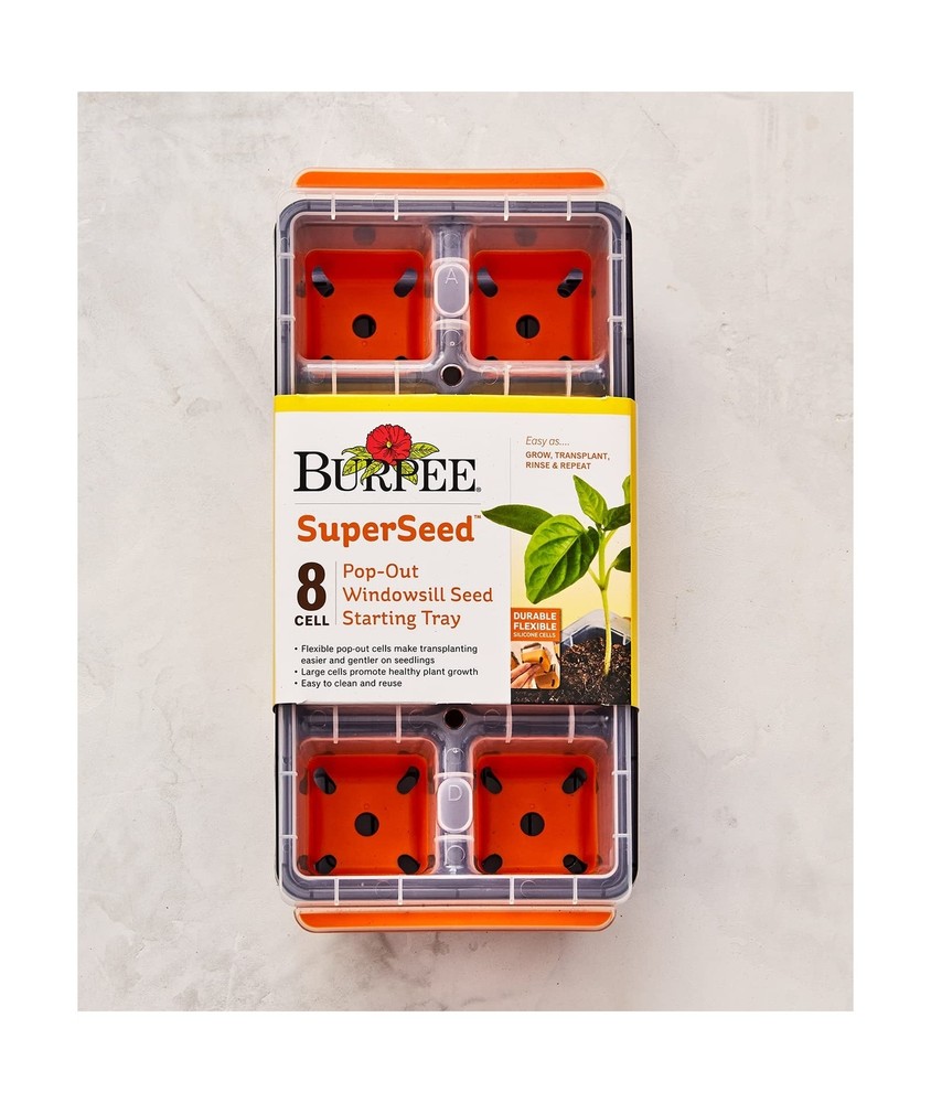 Burpee SuperSeed Windowsill Seed Starting Tray | 8 XL Cell | Seed Starter Tra...