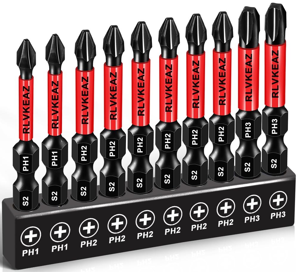 10Pack Phillips Bits #1#2#3 Impact Magnetic, 2 Inch Phillips Head Drill & Scr...