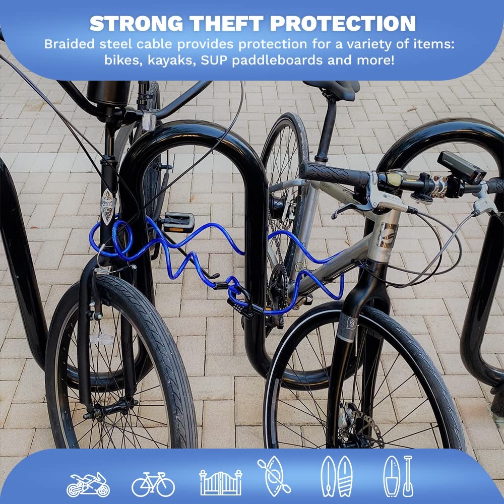DocksLocks Security Cable Lock Set (5ft to 25ft Lengths) – 10ft, Blue