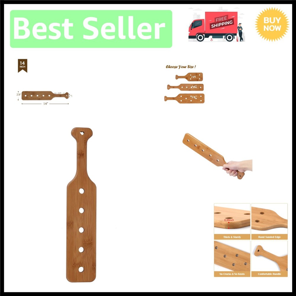 Hand-Sanded Bamboo Paddle 14x2.76 Inch - Durable, Comfortable & Unique Gift