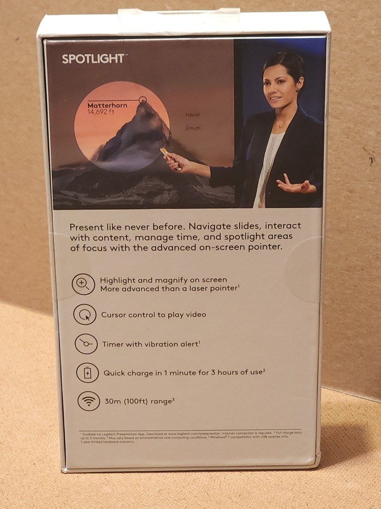 Logitech Spotlight Presentation Remote Advanced on-screen Pointer 910-004654 NEW