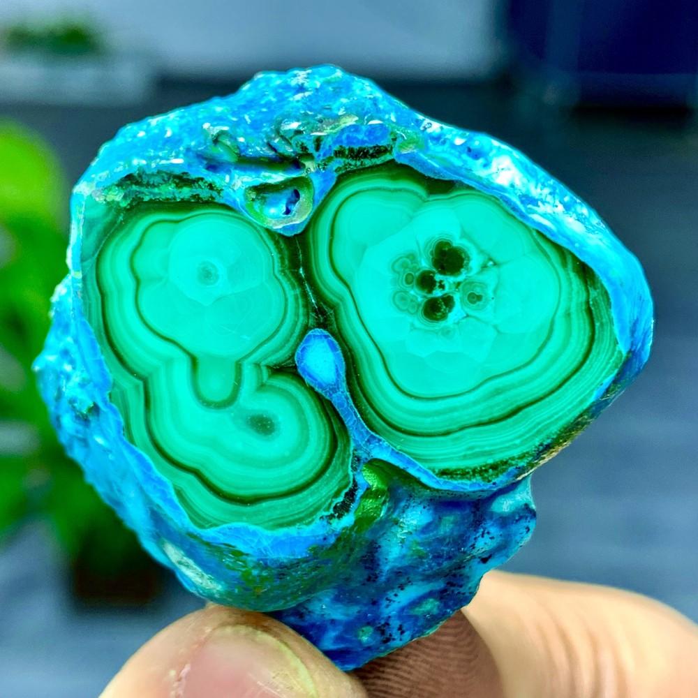 37G Natural Chrysocolla/Malachite transparent cluster rough mineral sample