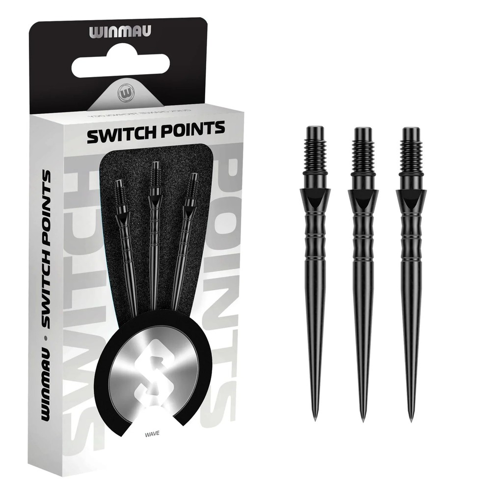 Winmau Switch Steel Tip Points - Wave Black 40mm