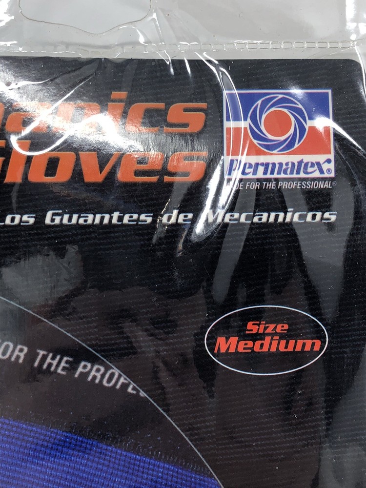 Permatex Mechanics Gloves — Blue/Black Size Medium — Durable Garage Comfortable