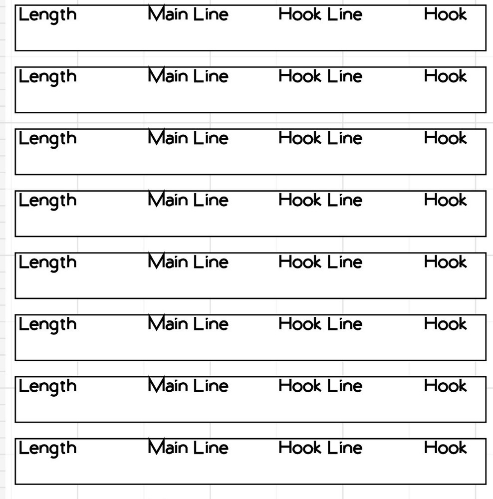 48 PRINTED VINYL LABELS - POLE FLOAT - POLE RIG - WINDER - WATERPROOF HOOK