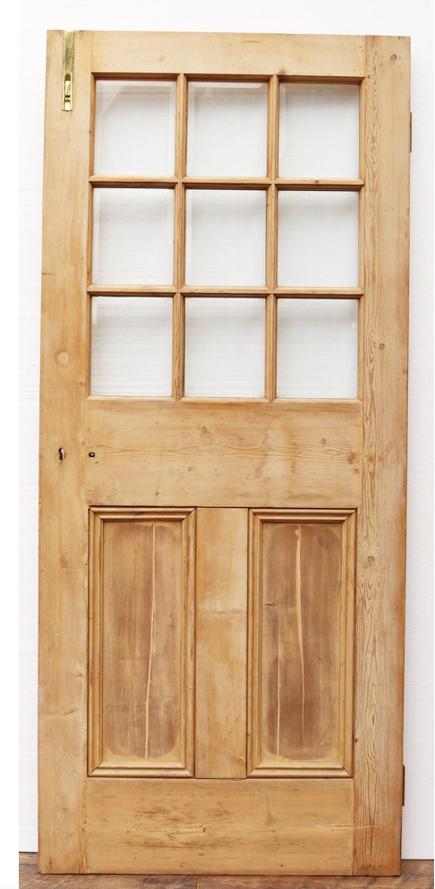 Reclaimed Pine Door with Glass Panel
