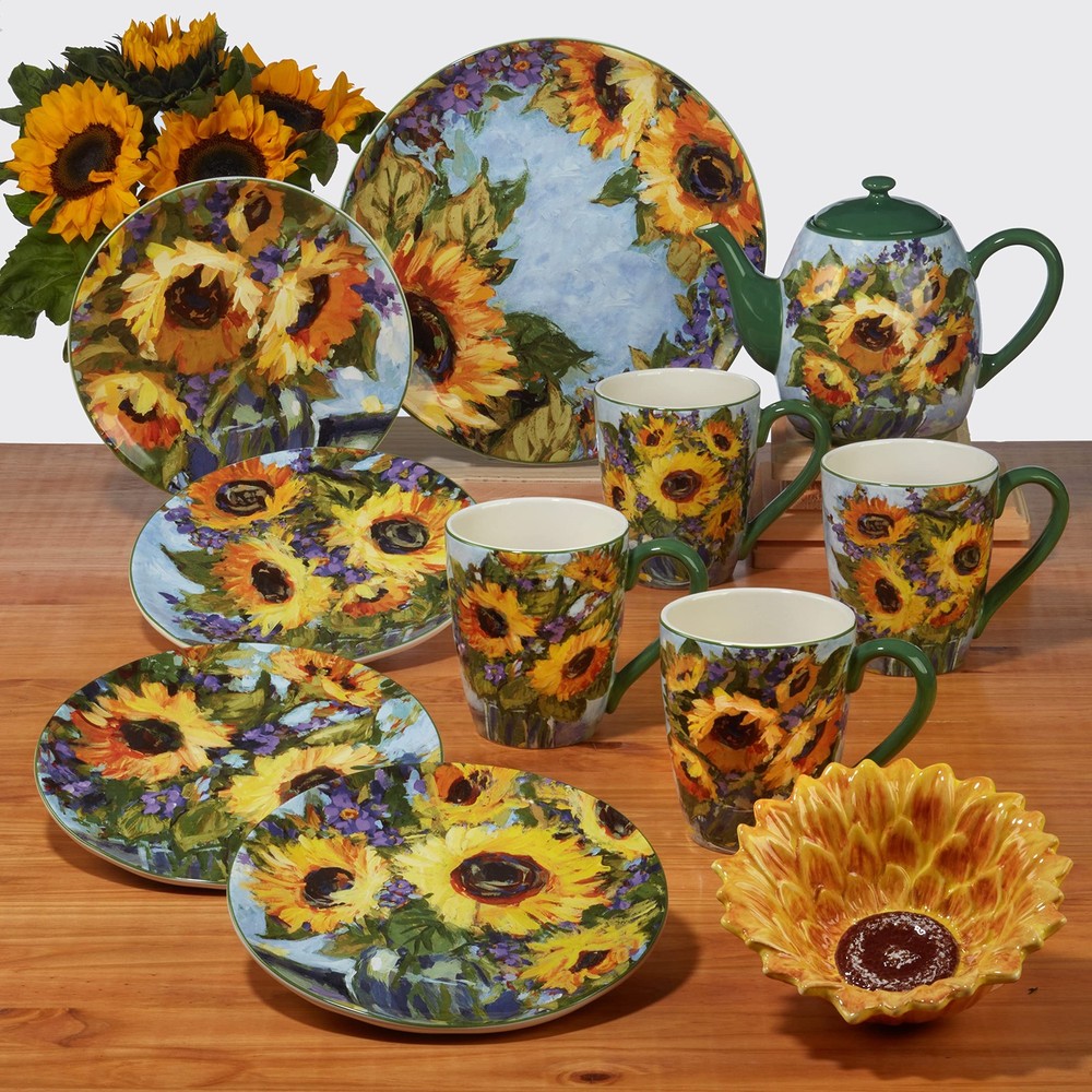 Certified International Sunflower Bouquet Rectangular Platter, 16" x 12"