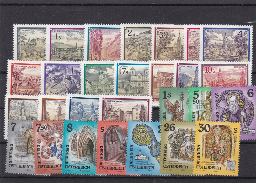 AUSTRIA - ABBEYS & MONASTERIES - 2 COMPLETE SETS - MINT/NH
