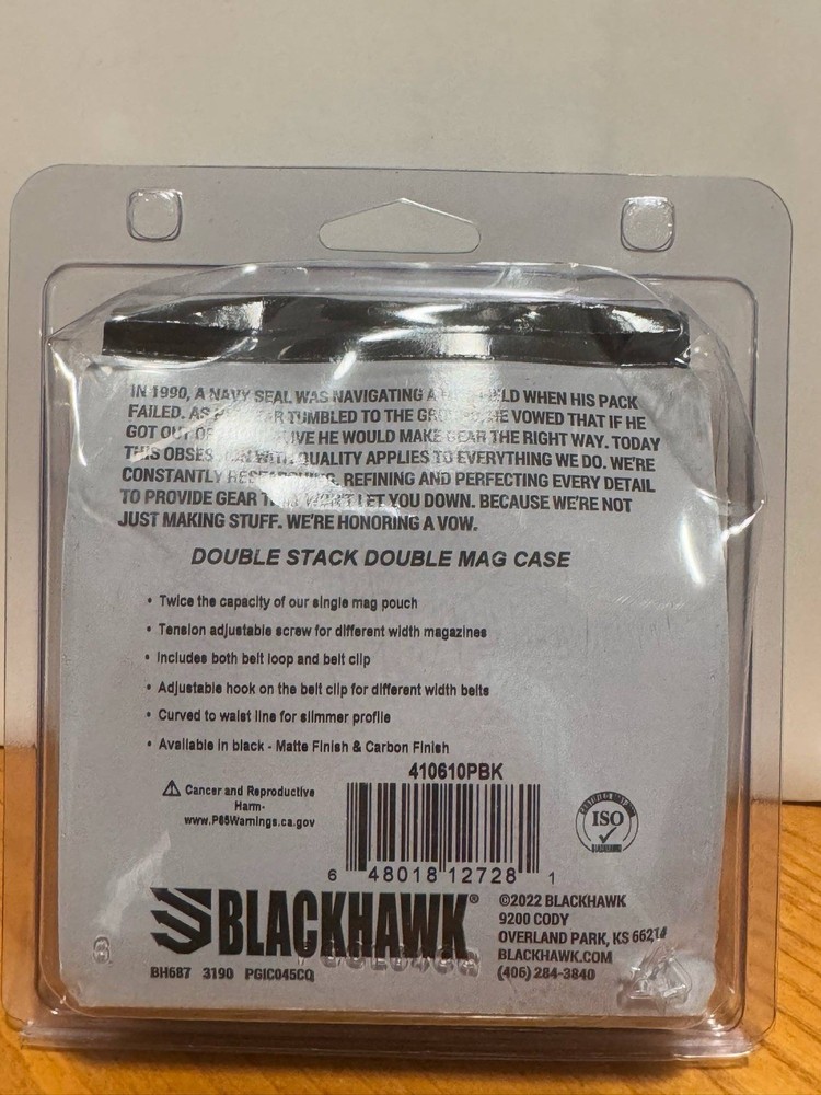 Blackhawk Single Stack Double Mag Case 410610PBK Matte Black