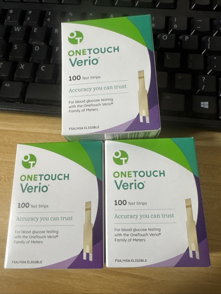 ONE Touch Verio Test Strips *** 100 x 3 boxes= 300 Test Strips Total Mint Super