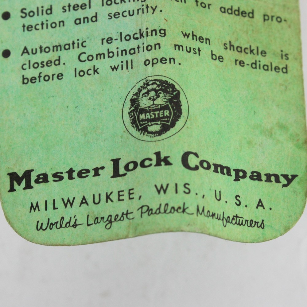Vintage Master Lock Co. Padlock with Combination FLAW