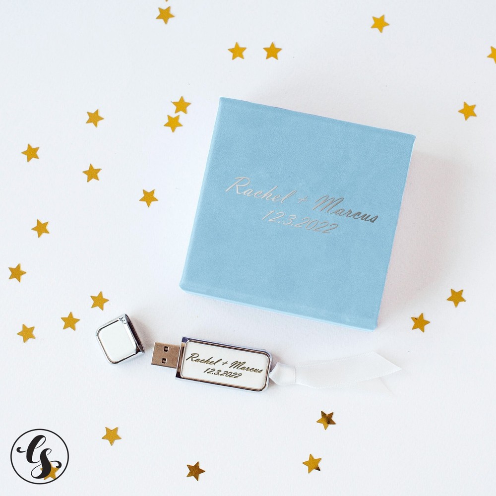 Leather USB 2.0 Flash Drive White Box Pendrive Storage Custom Wedding Gift logo