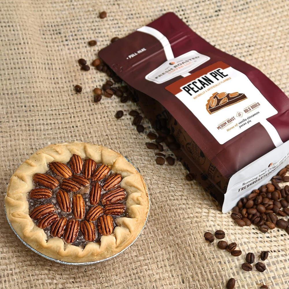 , Pecan Pie Flavored Coffee, 12 oz, Medium Roast, Kosher, Whole Bean